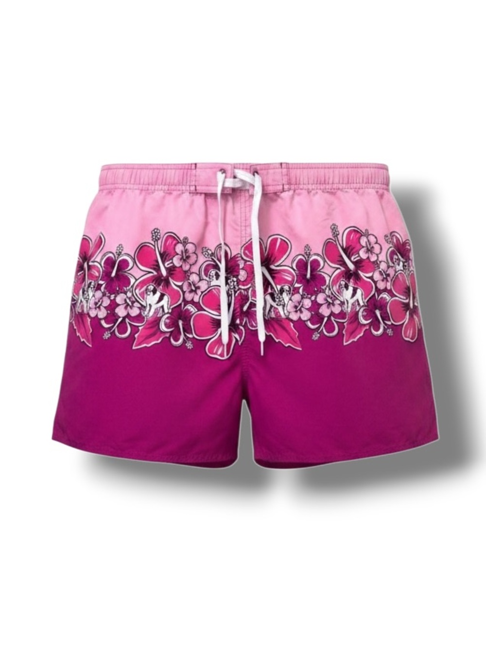 Big Dogs Mens Pink Floral Logo Mascot Unlined Board Short Swim Trunks X Large